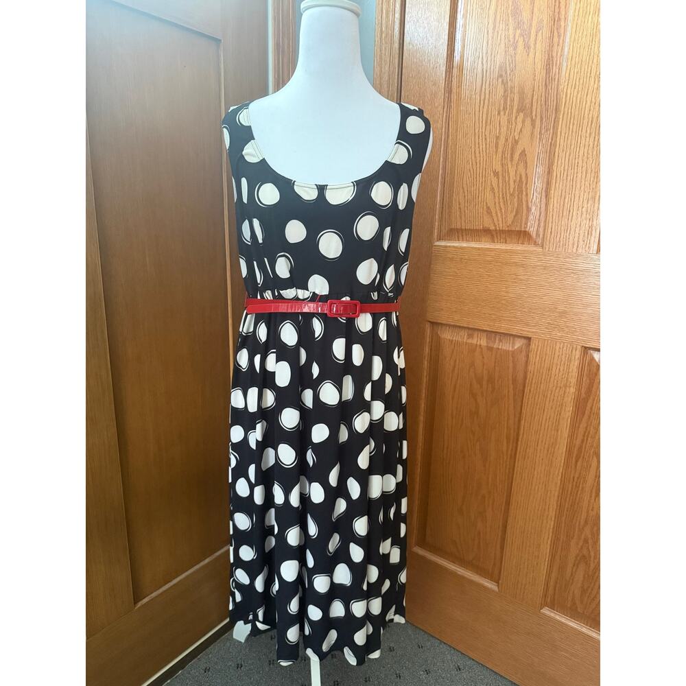 Sheri Martin NY large Polka Dot Dress Red Belt size 12